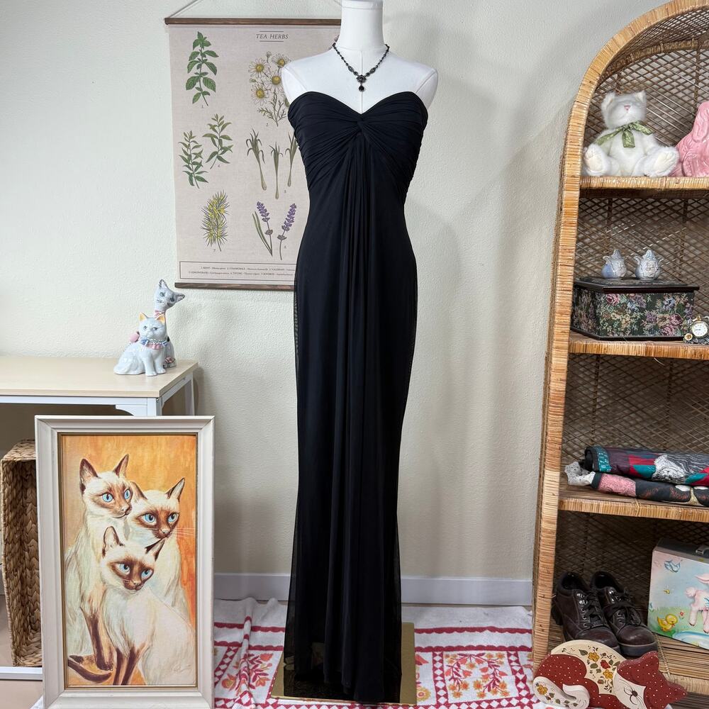 90s Y2k Cache Strapless Formal Dress Sexy Romantic Goth Black Tie Vampire S 4